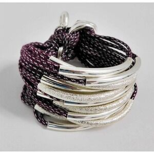 Gillian Julius Purple Silver Tote‎ Multi Strand Tube Bracelet